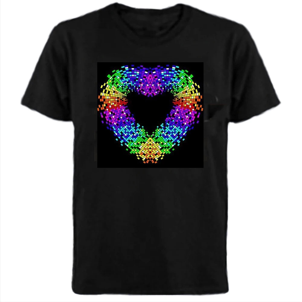 Popular Sound Active Equalizer El T-shirt Equalizer Light Up Down Led Tshirt Flashing Music Activated Led T Shirts Men Women Tee