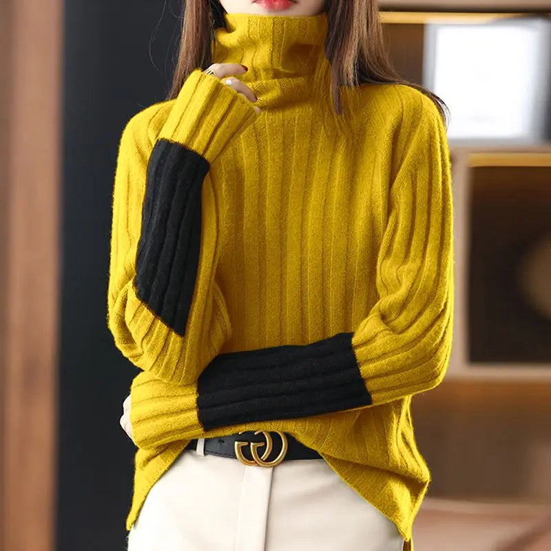 High Neck Sweater Loose and Slim Colored and Warm Knitted Sweater Autumn and Winter New Bottoming Shirt Outerwear Top Women