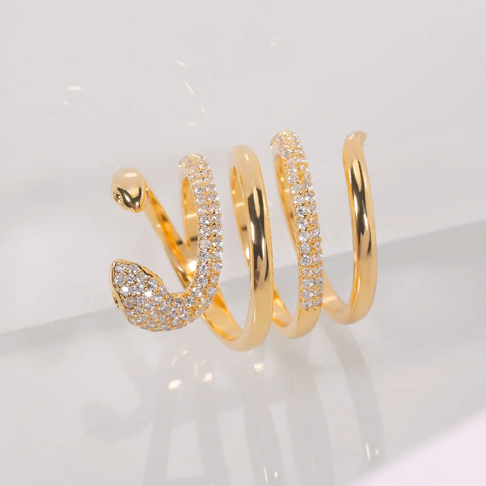 Bridal Talk Serpentine ring AAA Cubic Zirconia sparkling crystal multi-layer design fashion jewelry wedding party date gift