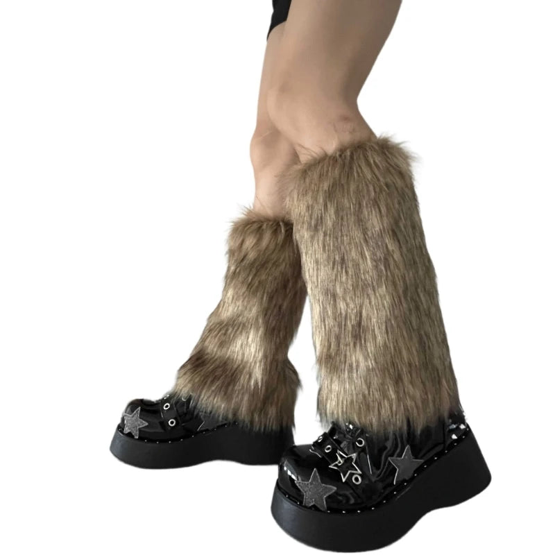 Women's Faux Furs Leg Warmers Sexy Furry Fuzzy Leg Warmers Soft Boot Cuffs Cover
