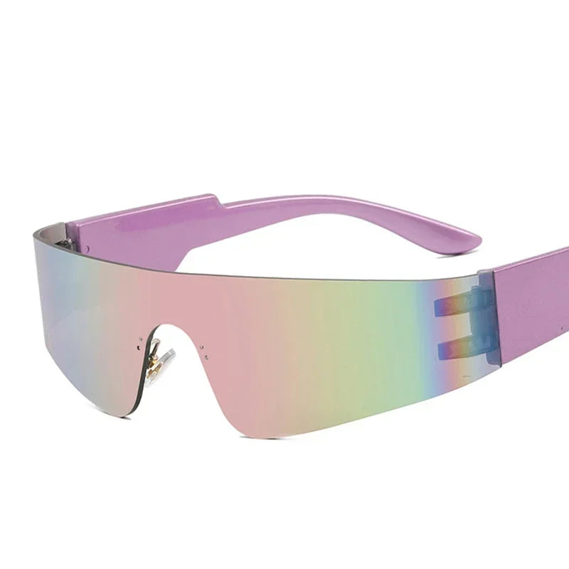 Steampunk Sunglasses for Men Women Y2K Sense of Tech None Frame Sun Glasses Men One Pieces Fashion Punk Goggle Eyewear UV400