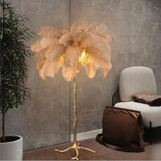 Ostrich Feather Floor Lamps Nordic LED Floor Lamp for Living Room Modern Luxury Bedroom Sofa Corner Indoor Decor Standing Light