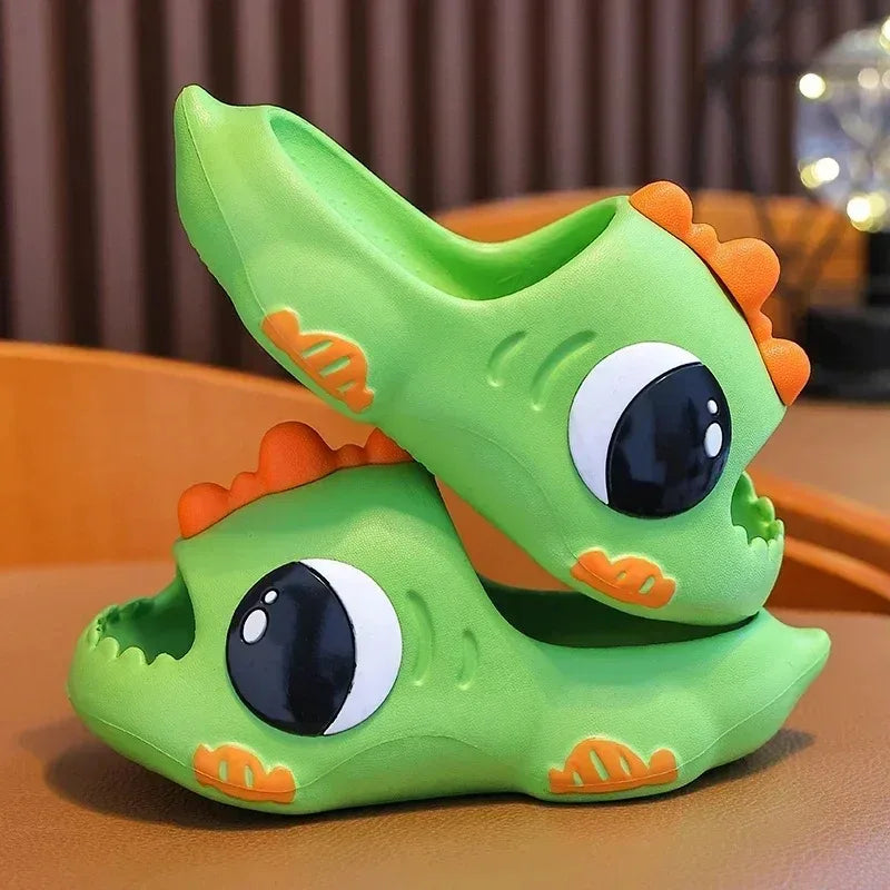 Summer Aged 2-12 Children Slippers Cute Cartoon Dinosaur Beach Sandal For Kids Boys Girls Flip Flops Non-Slip Indoor Home Shoes