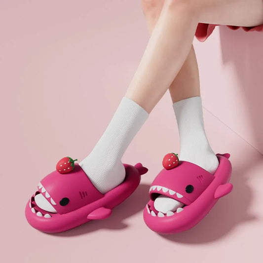 Cute Shark Slippers for Women & Men Summer Platform Night Glow-in-the-Dark Indoor Beach Slides Home Street Wear DIY Accessory