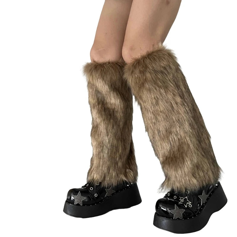 Women's Faux Furs Leg Warmers Sexy Furry Fuzzy Leg Warmers Soft Boot Cuffs Cover