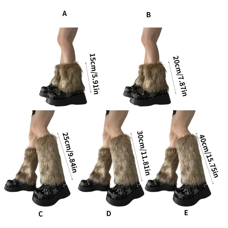 Women's Faux Furs Leg Warmers Sexy Furry Fuzzy Leg Warmers Soft Boot Cuffs Cover
