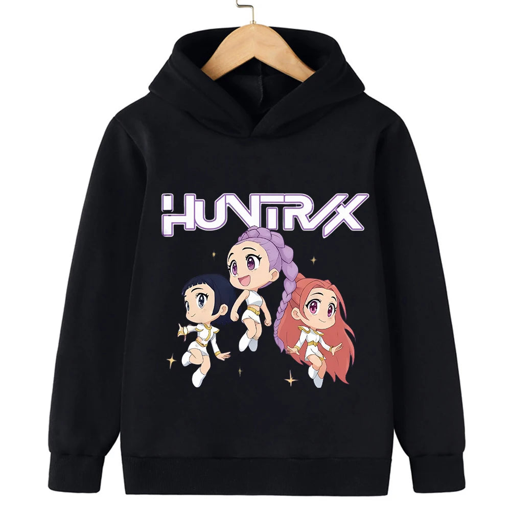 KPop Demon Hunter Rumi Derpy Cartoon Girls Boy Hooded Sweatshirt Warm Children's Wave Fashion Casual Tops Casual Girls Clothing