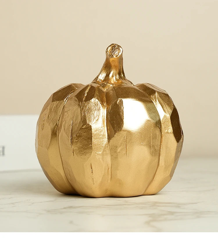 Harvest Festival Thanksgiving Halloween Gold Cutout Pumpkin Sculpture Rustic Patio Backyard Garden Ornament Pumpkin Decorative