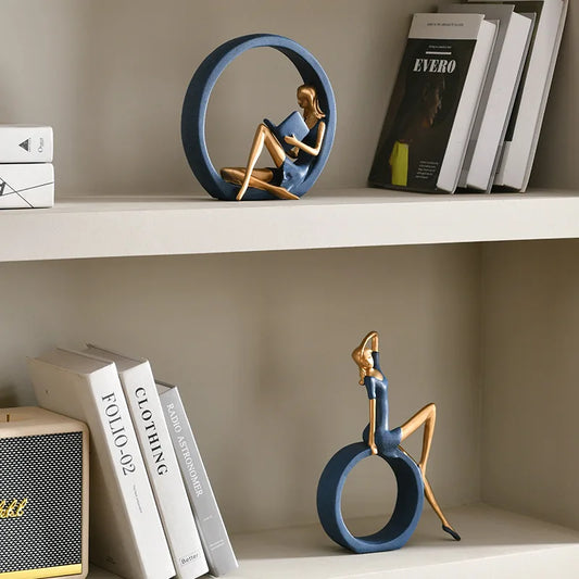 Cross-border yoga reading OK girl, interesting design literary reading girl ornaments living room, entrance, office, study