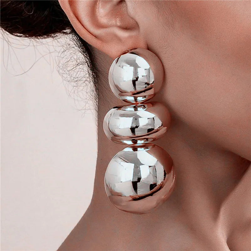 Retro Exaggerated Geometric Round Design Earrings For Women European American Style Large Earrings Party Travel Jewelry Gift
