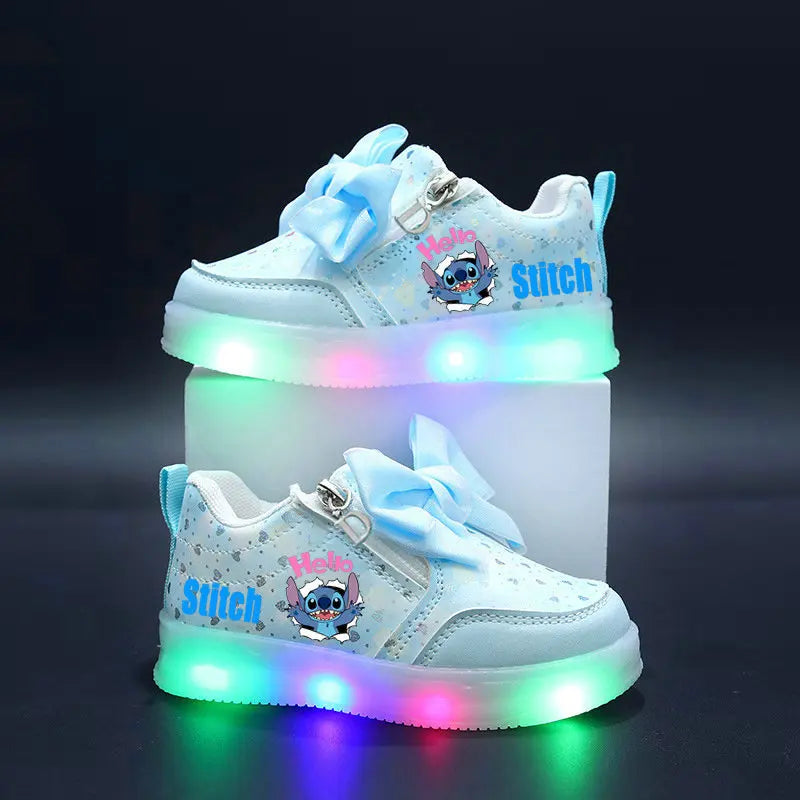 Stitch Children's Luminous Shoes LED sneakers for boys and girls Casual sports Kids Pink white toddler walking shoes Cartoon