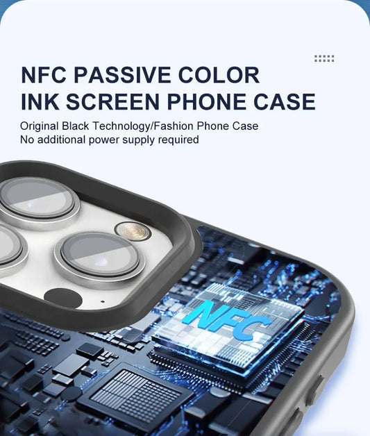 NFC Smart E-ink Screen Phone Case For IPhone 16 15 14 13 12 11 Pro Max DIY Batteryless NFC Phone Case