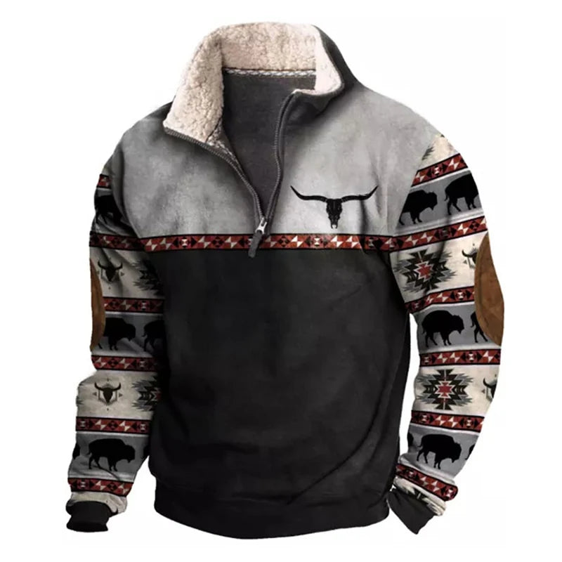 Men Sweatshirts New Casual Printed Sweater Long Sleeves Autumn Half Zipper Pullover Outdoor Sweatshirt Lightweight Outwear Tops
