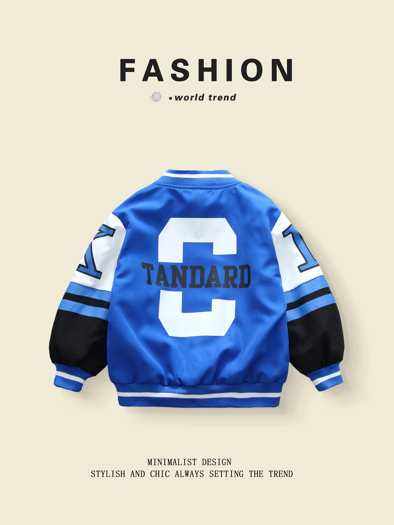 For Boys Aged 3 - 10, Trendy Solid - Color Baseball Jackets in Spring - Autumn Season