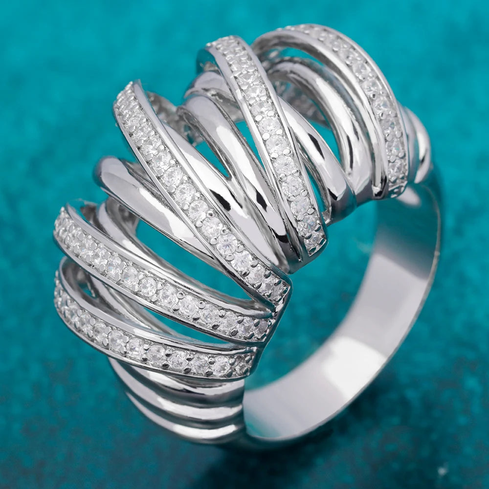 JEWEL Fashion Romantic and Shiny High Quality Crisscross Design AAA+ Cubic Zirconia For Women Finger Ring Wedding Party Gift