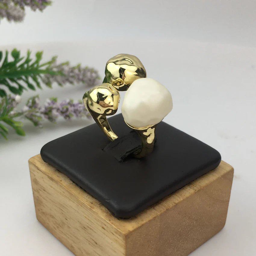 Yuminglai Fashion Big Rings for Women Gifts Daily Party Wear Jewelry Luxury Gold Plated Ring FHK14118