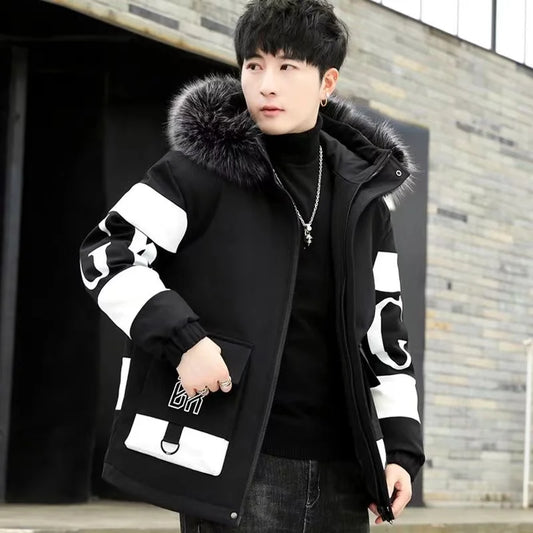 Winter cotton jacket men's thick warm men's cotton jacket loose winter jacket youth down cotton jacket fashionable cotton jacket