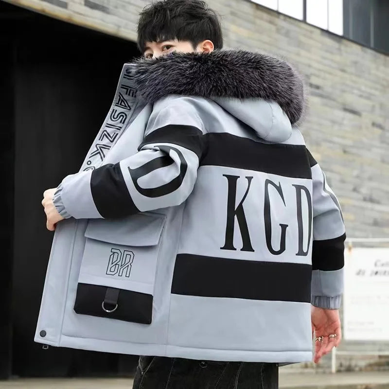 Winter cotton jacket men's thick warm men's cotton jacket loose winter jacket youth down cotton jacket fashionable cotton jacket