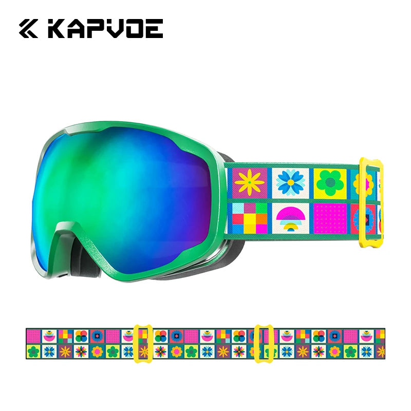 KAPVOE Kids Ski Goggles Double UV400 Kids Skiing Mask Glasses 4-15 years old Professional Anti-fog Child Snowboard Goggles