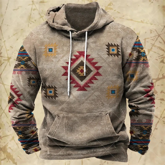 Vintage Hoodie For Men 2024 Casual Long Sleeve Pullovers Ropa Hombre Harajuku Print Tops Streetwear Oversized Sweatshirts Hoody