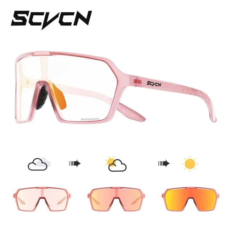 Scvcn Color Photochromic Sunglasses Cycling Glasses Sports for Men Mountain Bike Road Bicycle Fashion Eyewear Goggles UV400 MTB