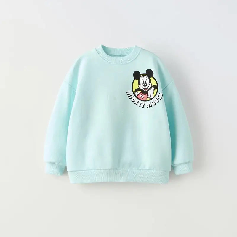New Fashion Clothes Long-sleeved Tops Cartoon Sweatshirts Printed Round Neck Tops 2025 Spring Autumn Wear Baby Cute Hoodies