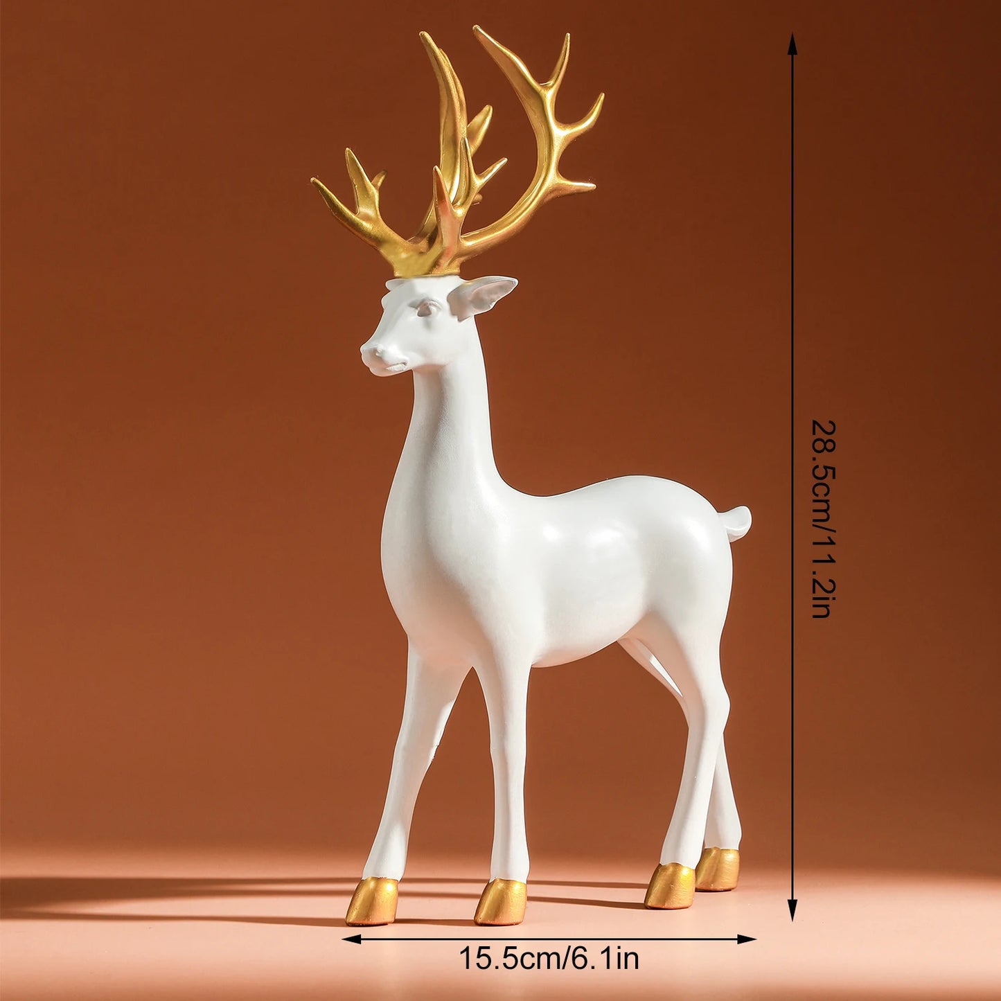 Reindeer Figurines White Deer Statue Elk Sculpture Solid Synthetic Resin Living Room Home Christmas Decoration Tabletop Ornament