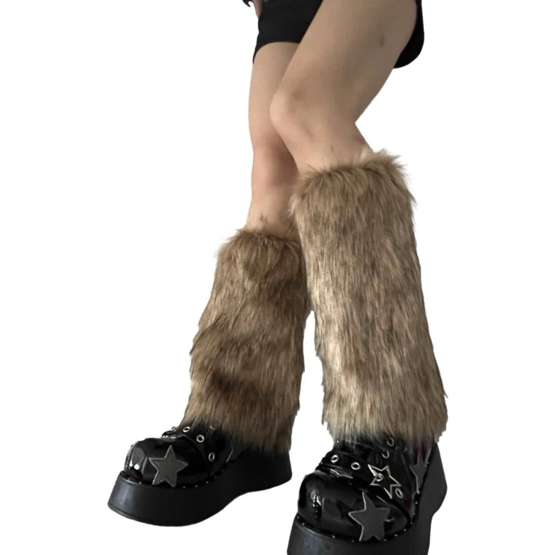 Women's Faux Furs Leg Warmers Sexy Furry Fuzzy Leg Warmers Soft Boot Cuffs Cover