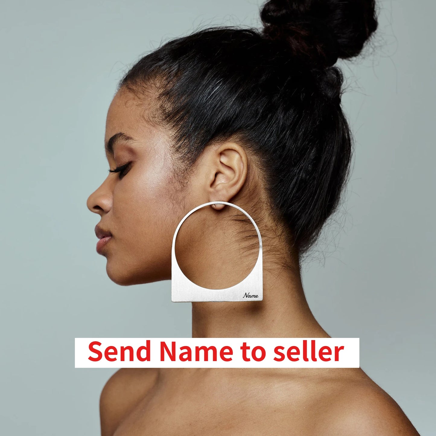 African Large Hoop Earring with Custom Name Middle East Dubai 18K Gold Plated Stainless Steel Earrings Women Jewelry Handmade