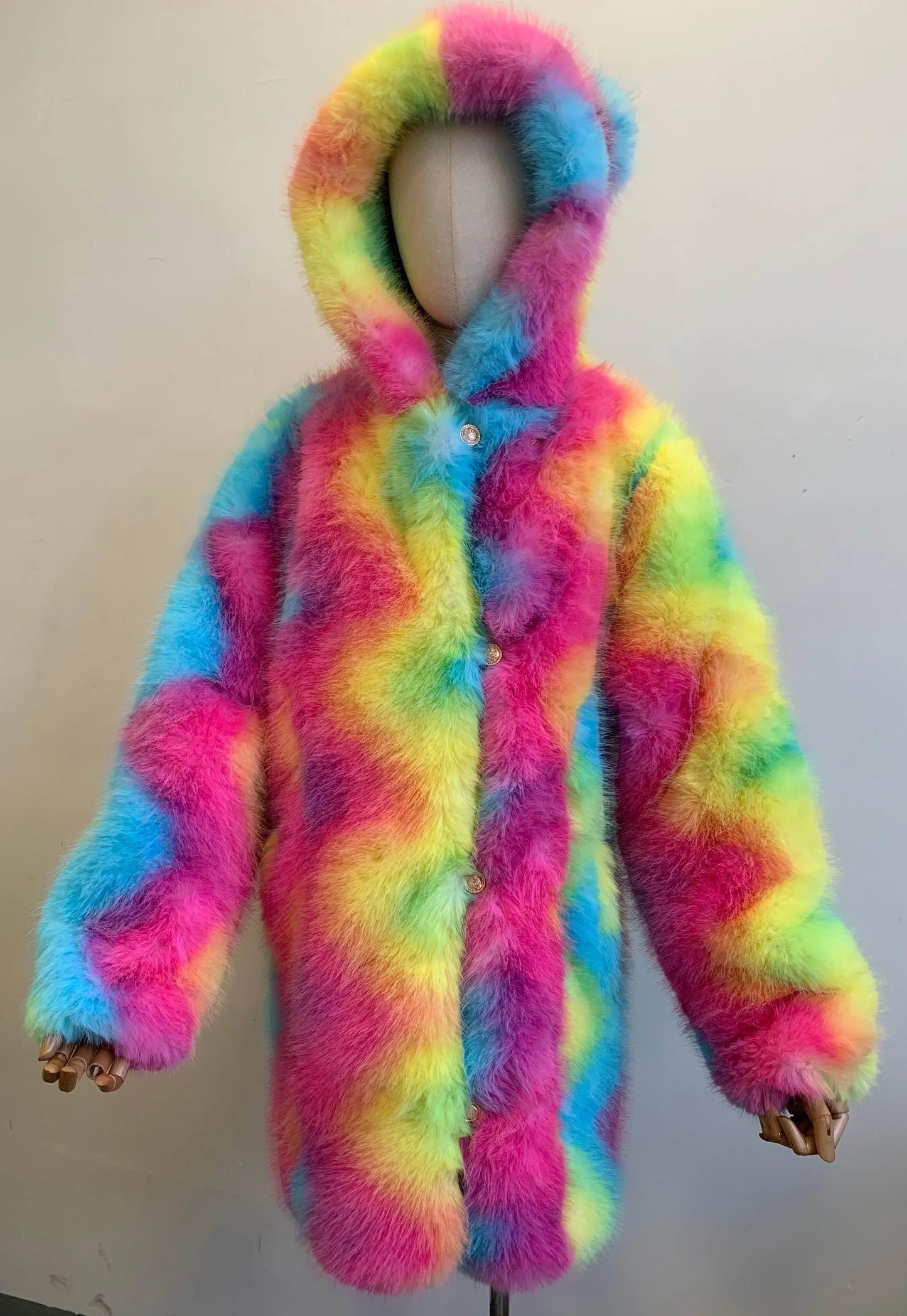 New Colorful Personalized Faux Fur Coat Women's Regular And Plus Size Fall And Winter Hooded Thick High Quality Faux Fur Coat