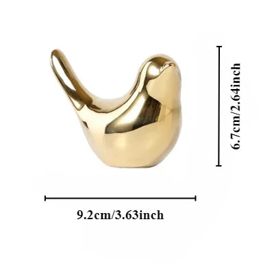 Modern Simple Luxury Golden Ceramic Bird Figurines Home Decoration Accessories Golden Bird Figures Decorative Wedding Ornaments