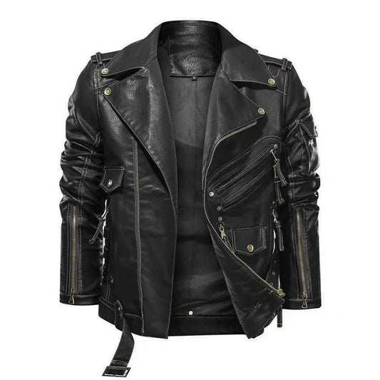 Winter PU Leather Jacket Men Fashion Motorcycle Faux Leather Jacket Male Autumn Cool Zipper Pockets Outwear Coats Clothing