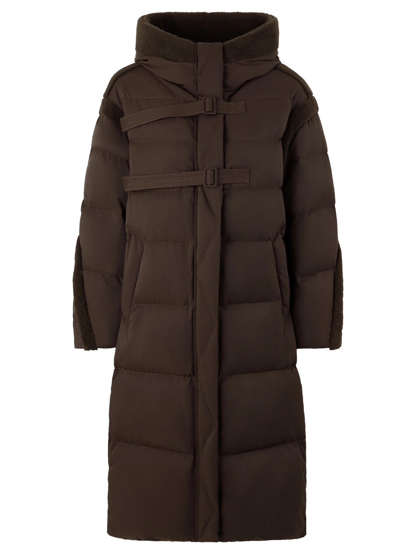 DUSHU 192G Filling Amount Plus Size Long Down Coat For Women 2024 Winter New Design Warm Thick Brown Chic Down Jacket 24DS84095