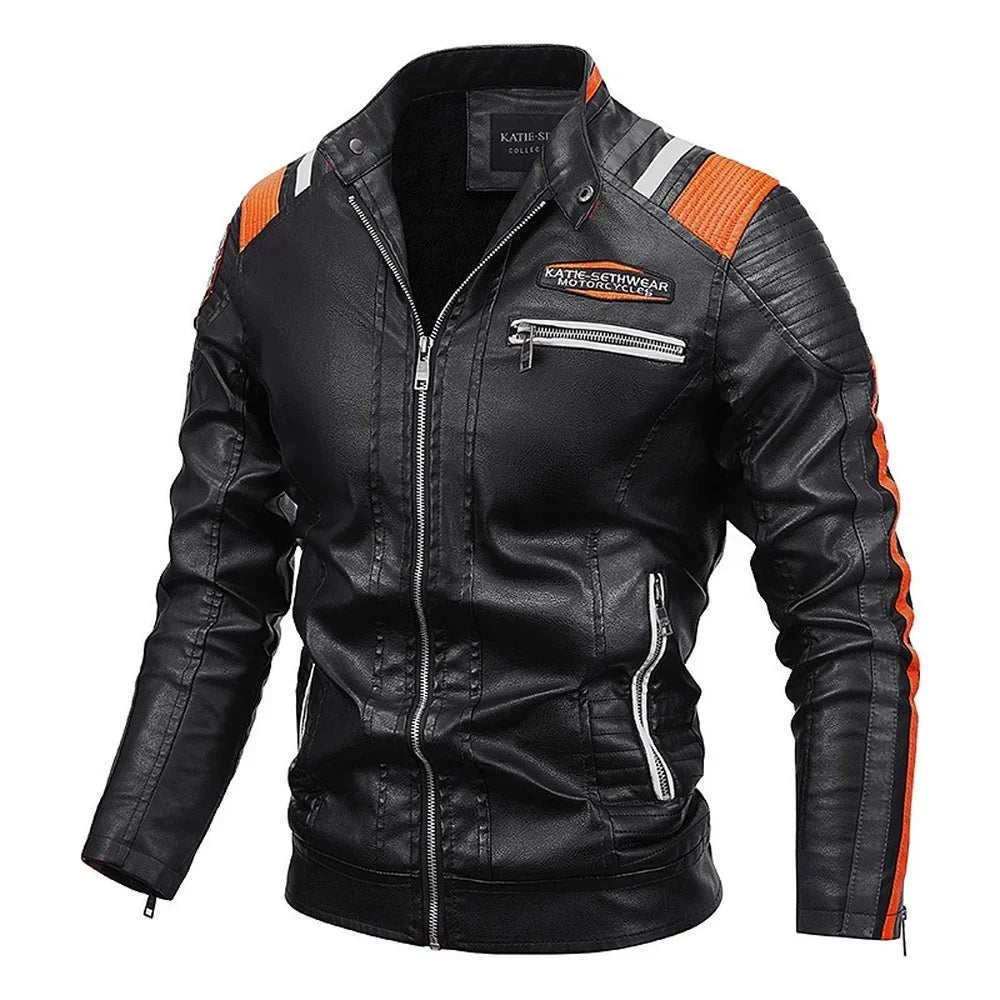 Men's Punk Style Jacket PU Leather Jacket Men Fashion Clothing Autumn Coat Men Motorcycle Jacket Artificial Leather High Quality