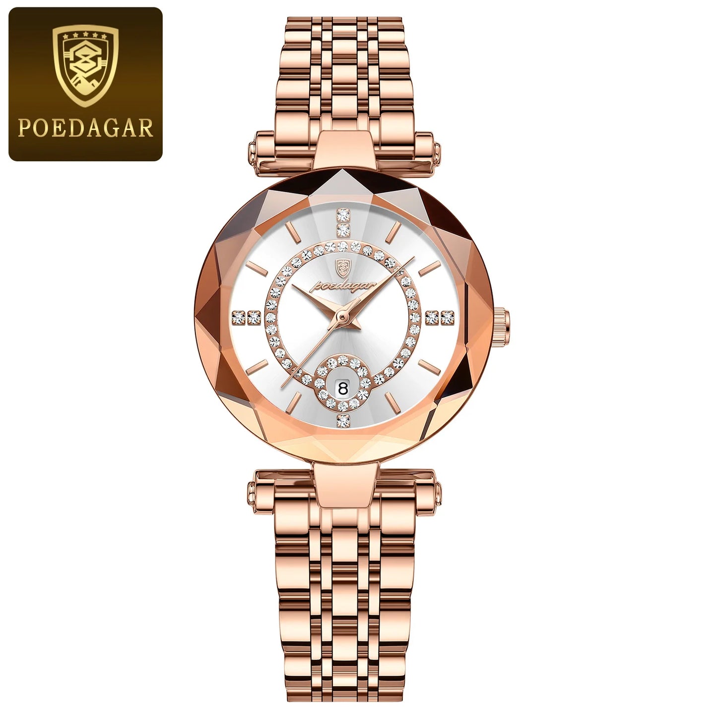 POEDAGAR Luxury Original Watches For Women Waterproof Stainless Steel Date Ladies Watch Diamond Fashion Quartz Woman Watch Reloj