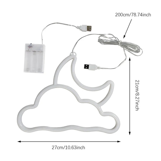 Moon Neon Signs Light, LED Atmosphere Lighting with Base, Wall Lamp for Birthday, Party, E-sports Room, Camping, Summer Decor