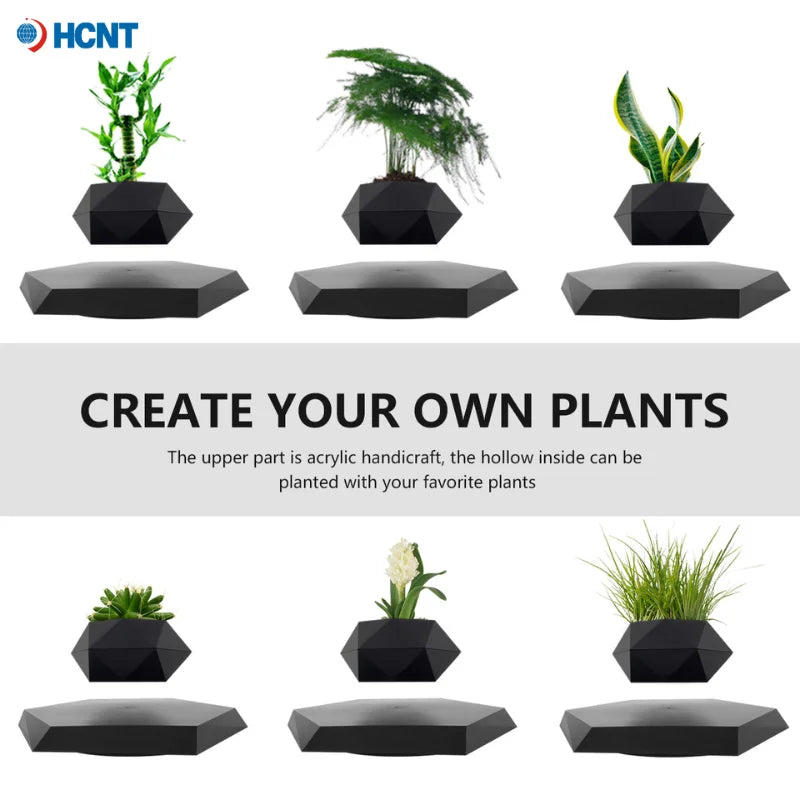 Levitating Plant Pot Magnetic Levitation Flower Pot Rotating Planters Suspension Floating Plant Succulents Potted for Home Livin