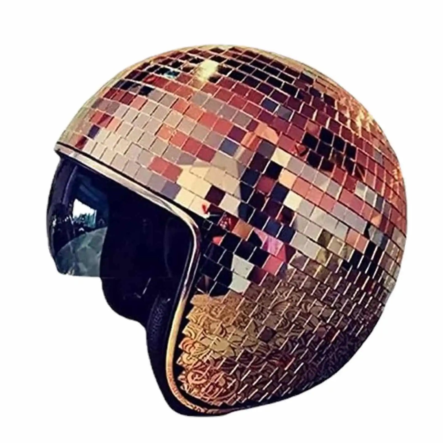 Classic Disco Ball Helmet Mirror Glitter Ball Helmets Hat Club Bar Party Full Glass Reflective Disco Shiny Hat for Costume Party
