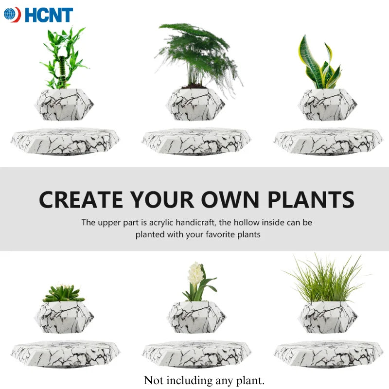 Levitating Plant Pot Magnetic Levitation Flower Pot Rotating Planters Suspension Floating Plant Succulents Potted for Home Livin