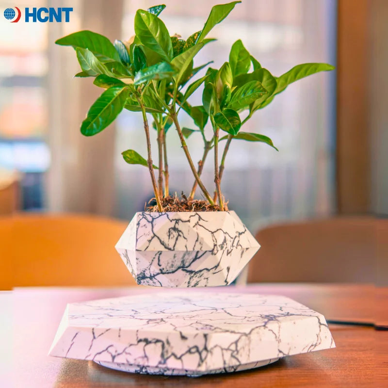 Levitating Plant Pot Magnetic Levitation Flower Pot Rotating Planters Suspension Floating Plant Succulents Potted for Home Livin