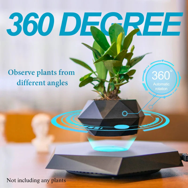 Levitating Plant Pot Magnetic Levitation Flower Pot Rotating Planters Suspension Floating Plant Succulents Potted for Home Livin