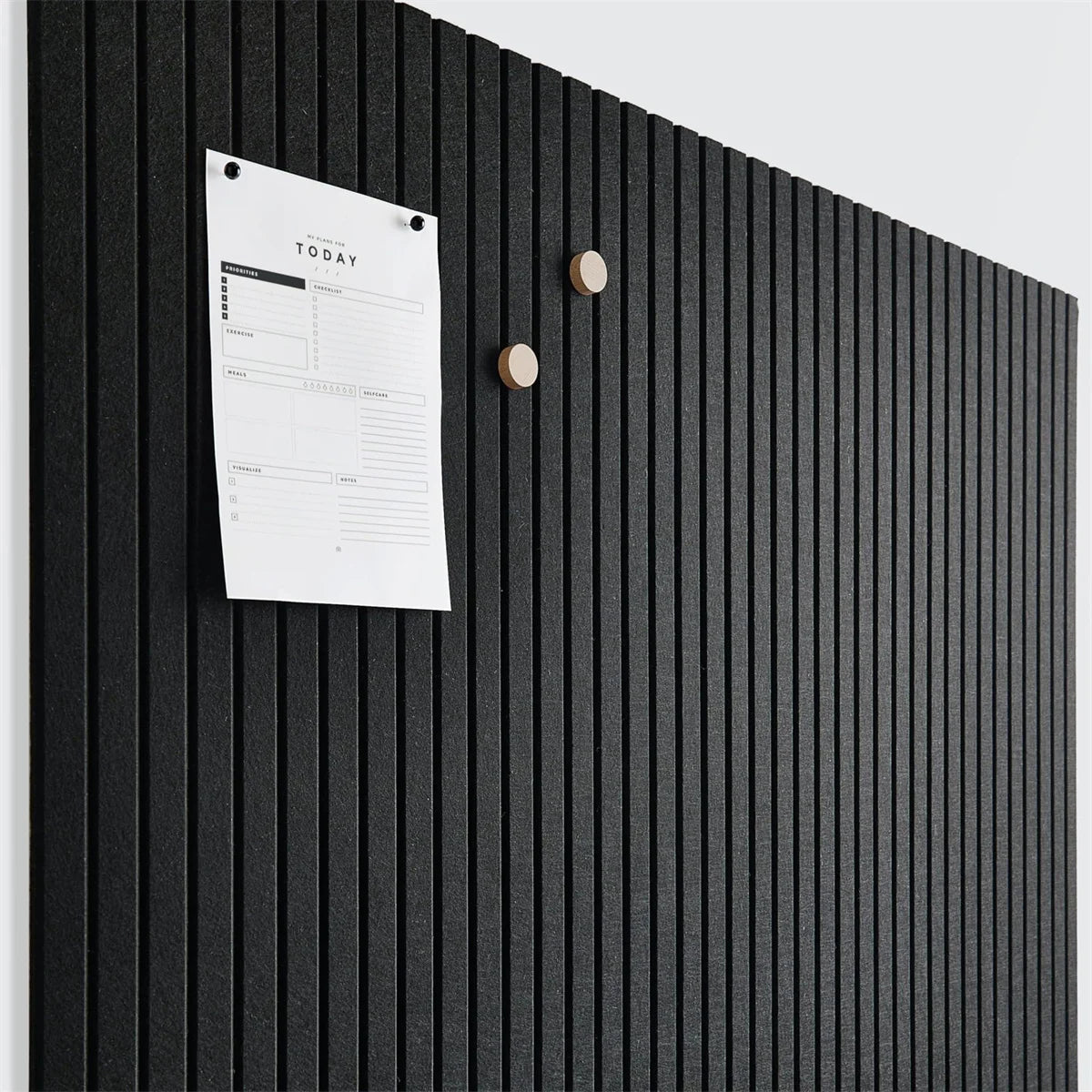 6pcs Large Cork Board for Office Black Felt Board Alternative - Slat Wall Paneling, Felt Bulletin Board Tiles for Office Wall