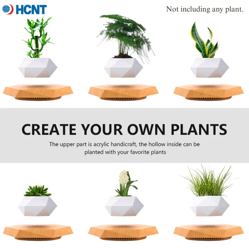 Levitating Plant Pot Magnetic Levitation Flower Pot Rotating Planters Suspension Floating Plant Succulents Potted for Home Livin