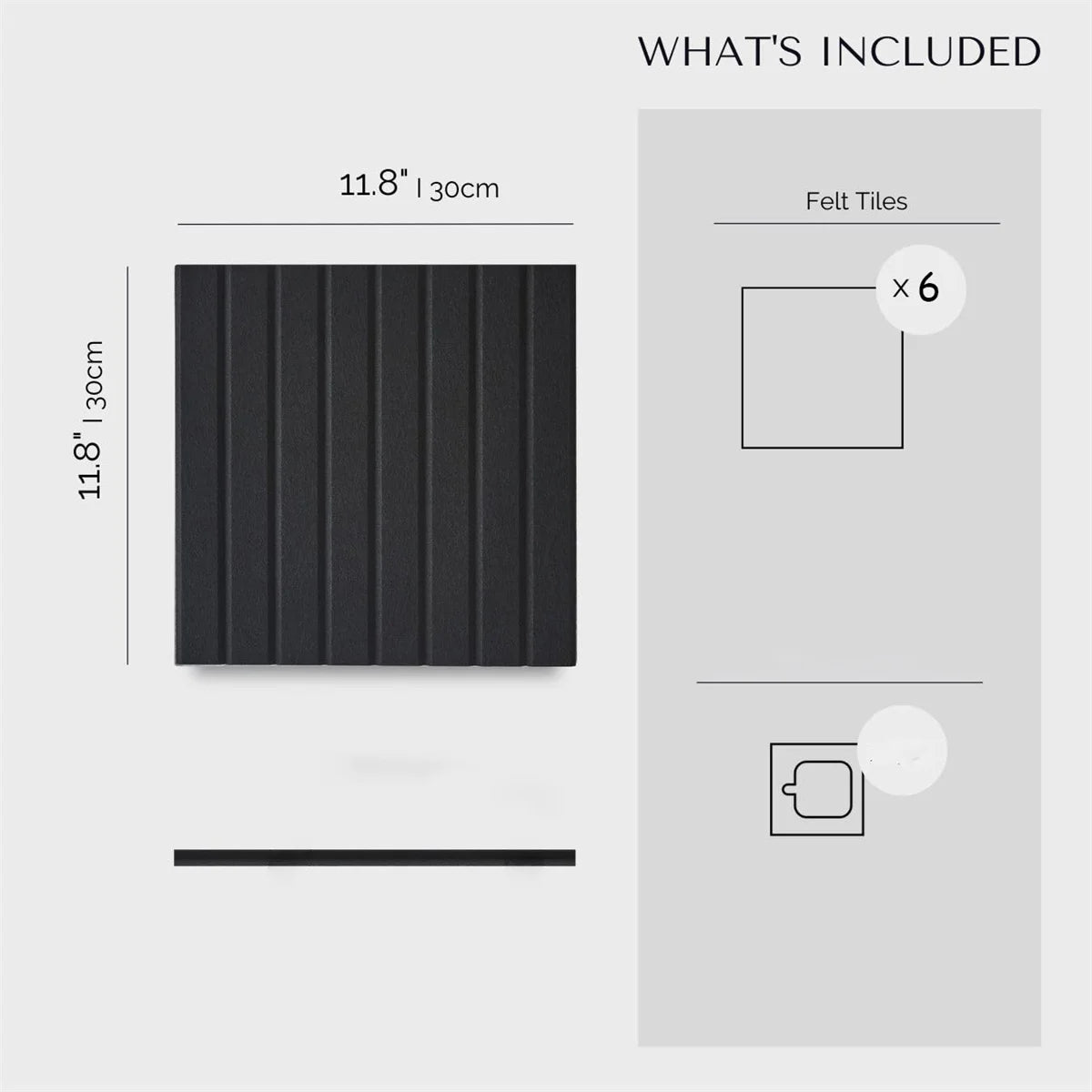 6pcs Large Cork Board for Office Black Felt Board Alternative - Slat Wall Paneling, Felt Bulletin Board Tiles for Office Wall