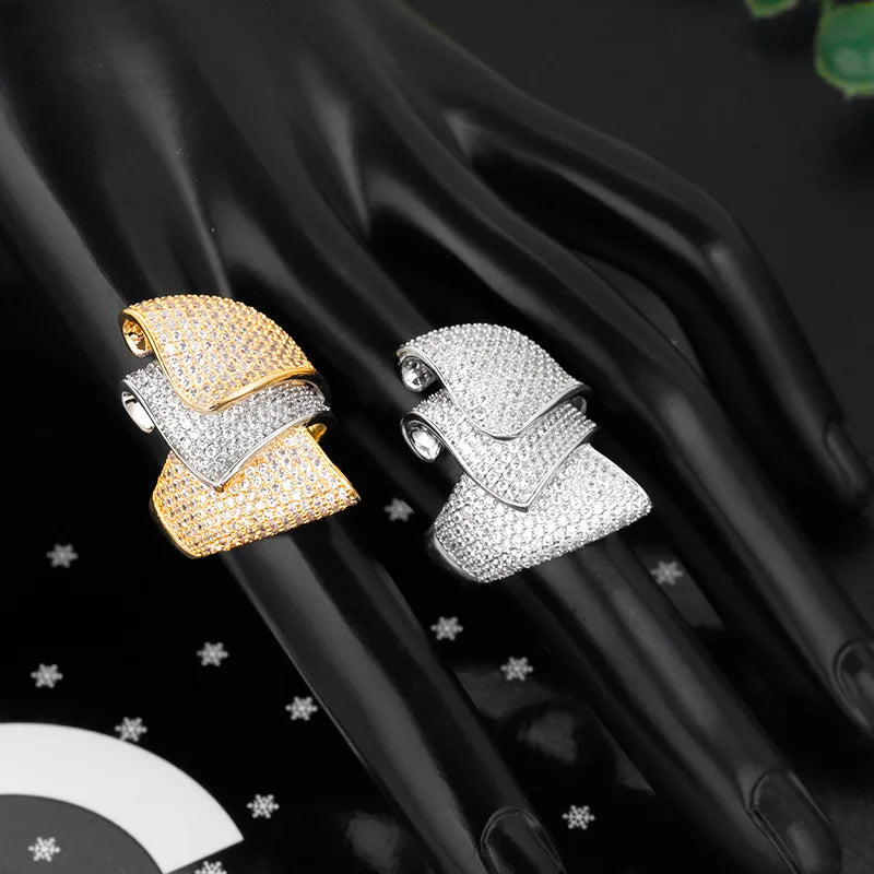 Bride Talk Big Ring Luxury Conch Design Zirconia Stones 2021 Women Wedding Party Jewelry High Quality Jewellery Accessories