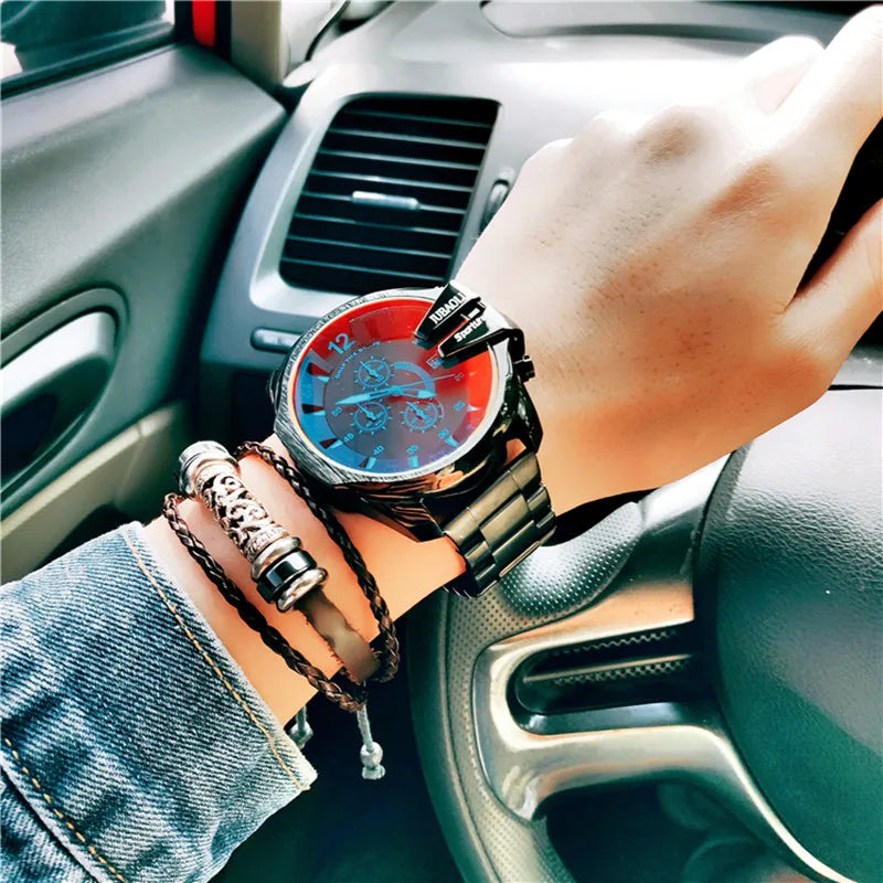 Top Brand Chronograph Watches Men Large Dial Multifunction Military Quartz Business Creative Sports Wristwatch Relogio Masculino