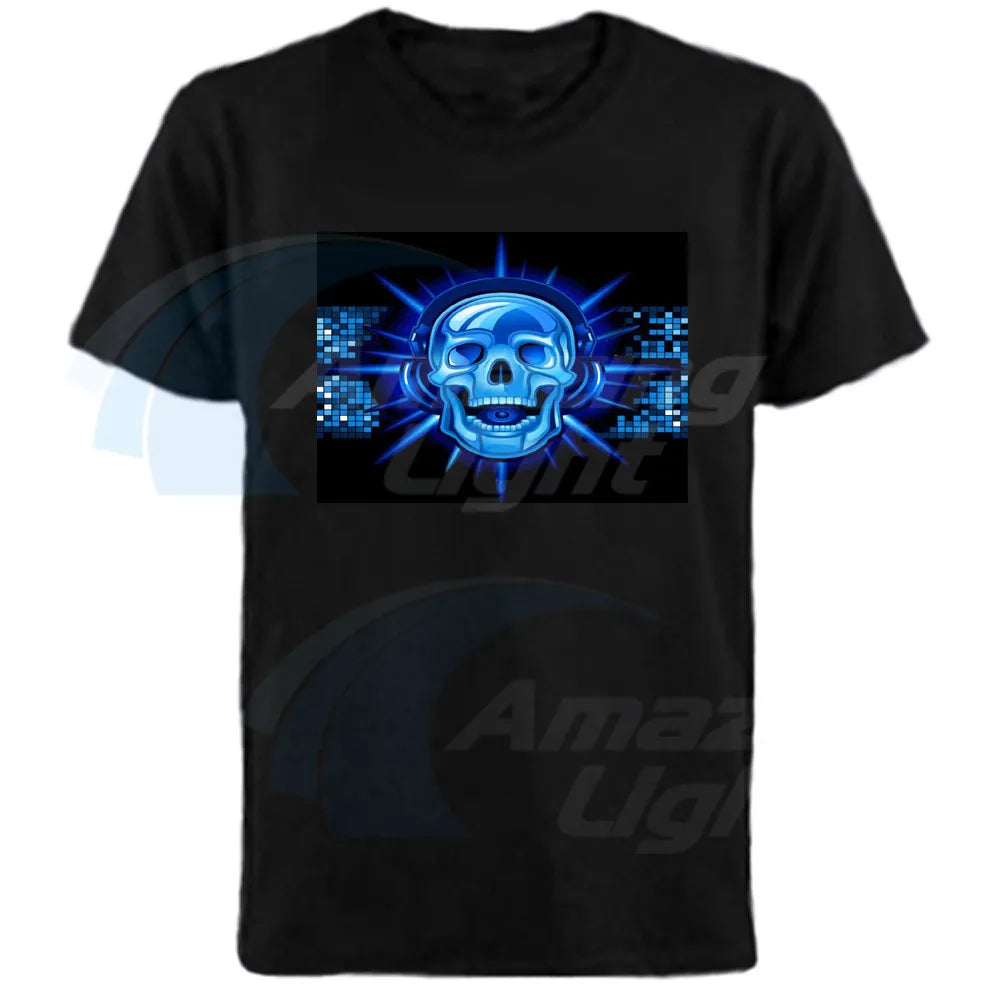 Popular Sound Active Equalizer El T-shirt Equalizer Light Up Down Led Tshirt Flashing Music Activated Led T Shirts Men Women Tee