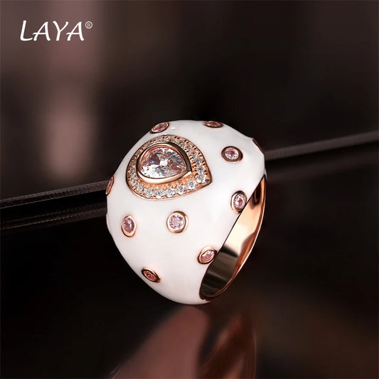 LAYA Blue Sapphire Ring For Men Women Retro Shinning Zircon Synthetic Crystal 925 Sterling Silver Classic Original Jewelry