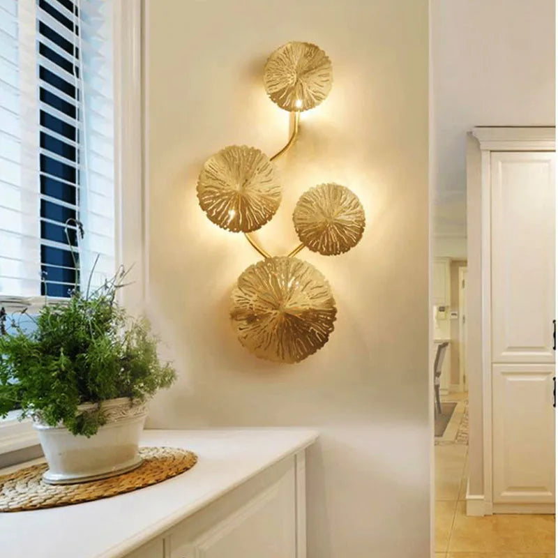 Nordic Modern Minimalist Hardware Lotus Leaf Wall Lamp Bedroom Living Room Study Lighting