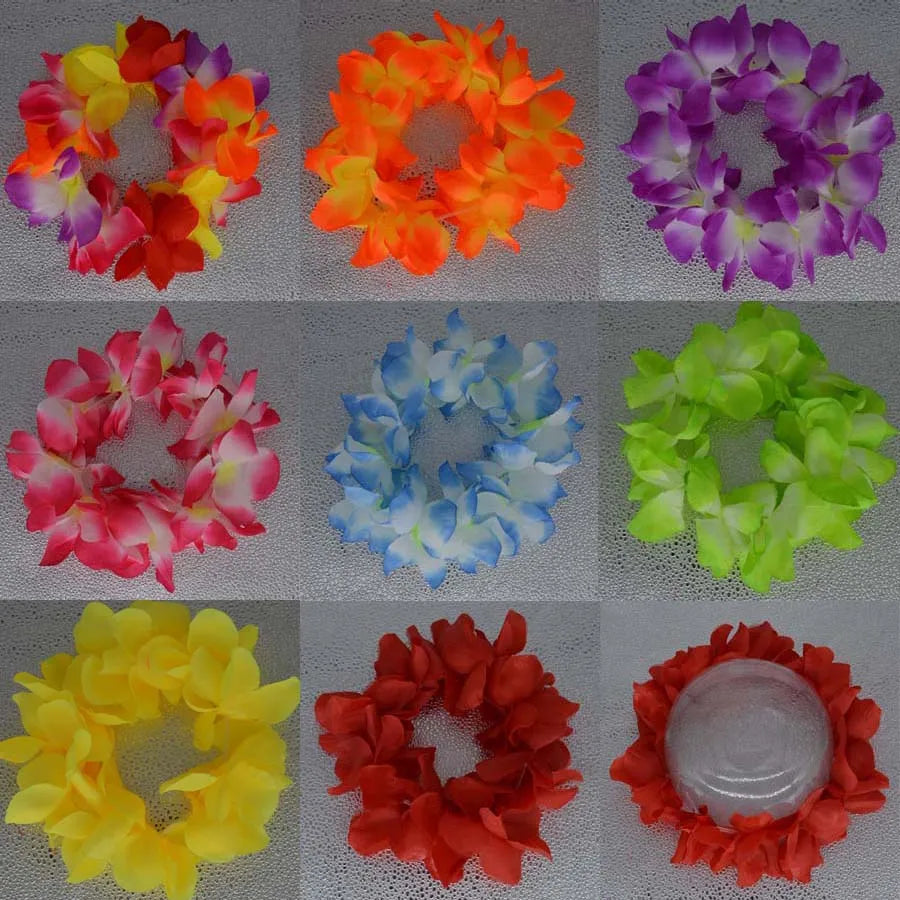 1pcs Women Girl LED Hawaii Hawaiian Lei Headband Glow Light Up Bridesmaids Bridal Flower Crown Wreath Birthday Wedding Party